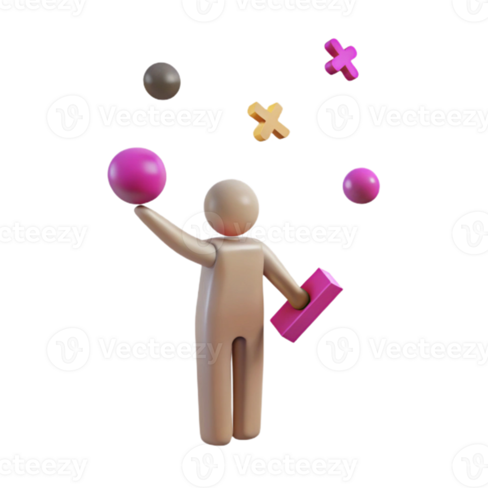 3D Person Juggling Colorful Objects png