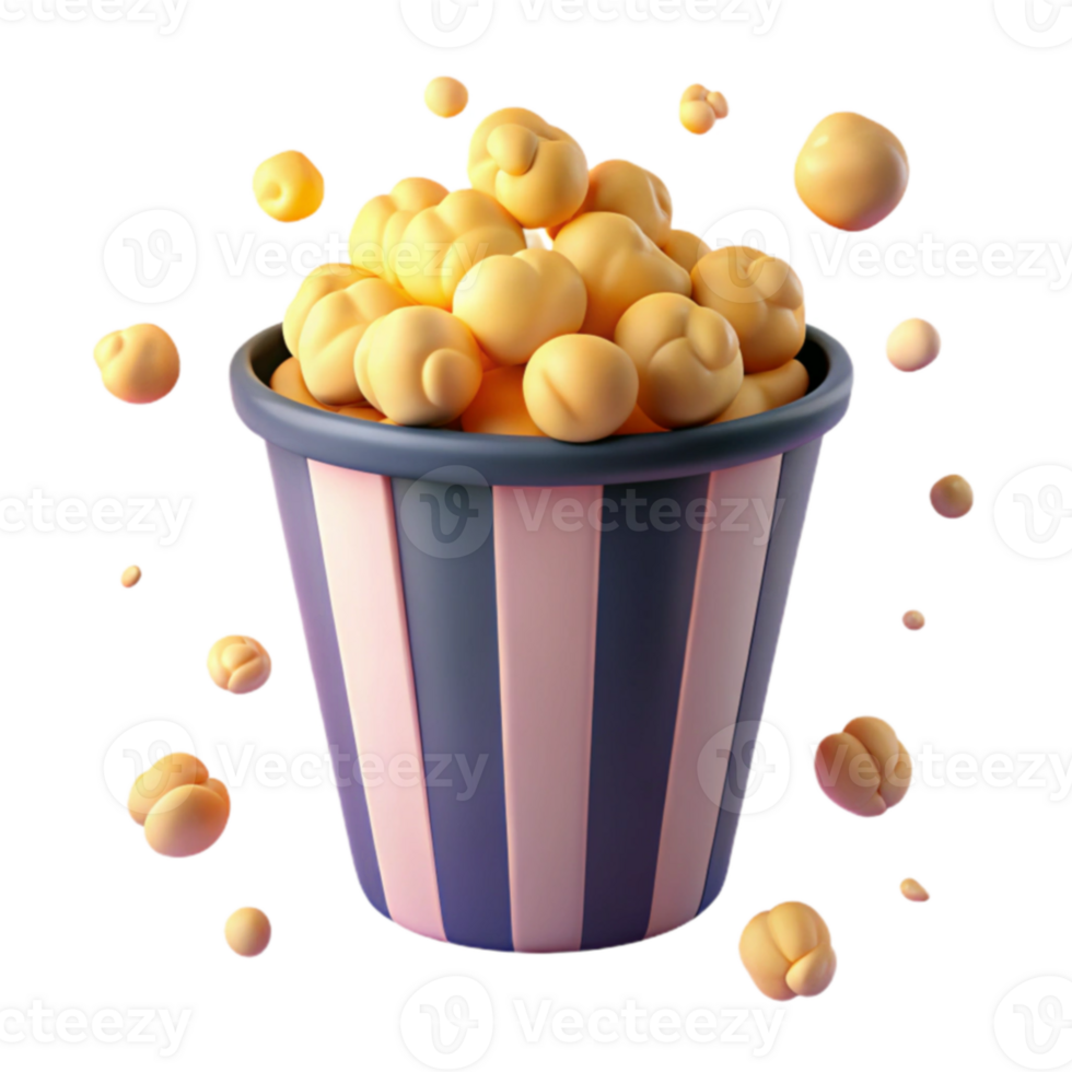 Popcorn Bucket Overflowing with Delicious Treats png