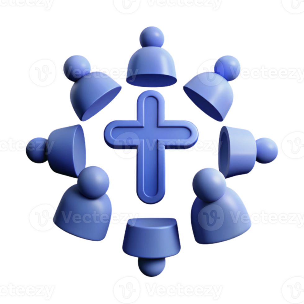 Blue Cross Surrounded by Figures png
