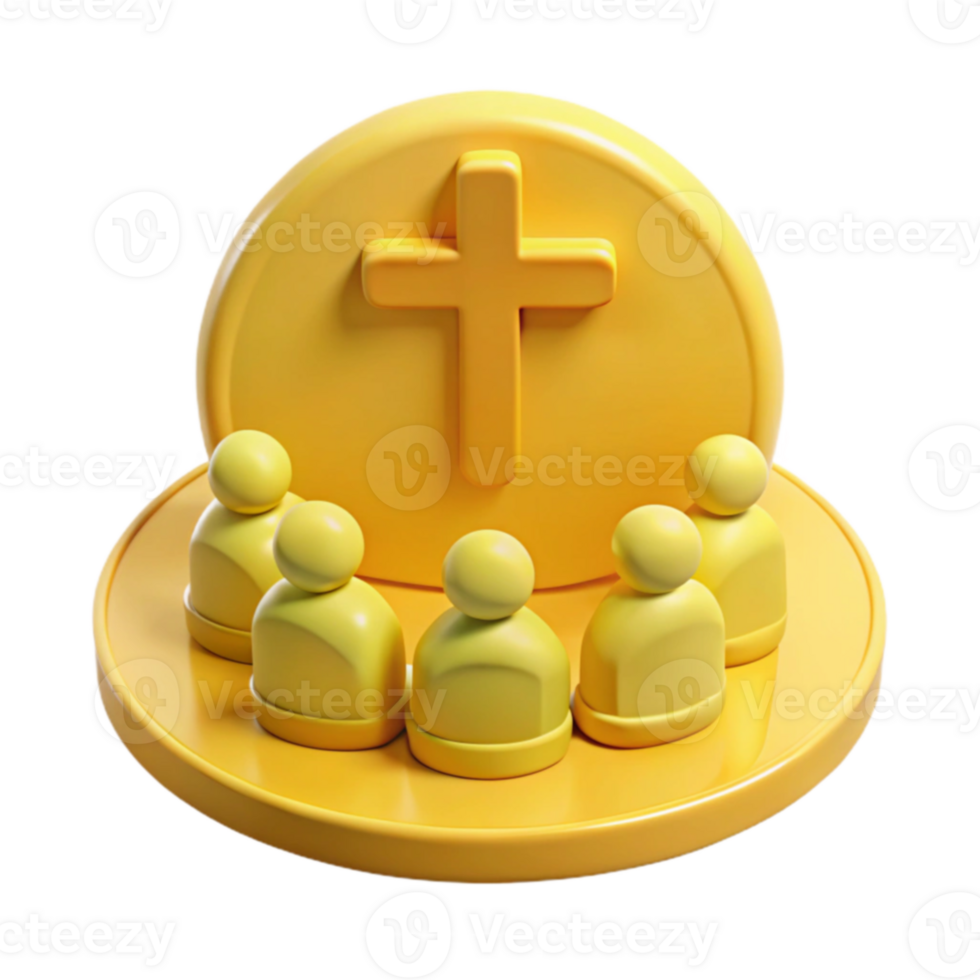Cross and People 3D Render png