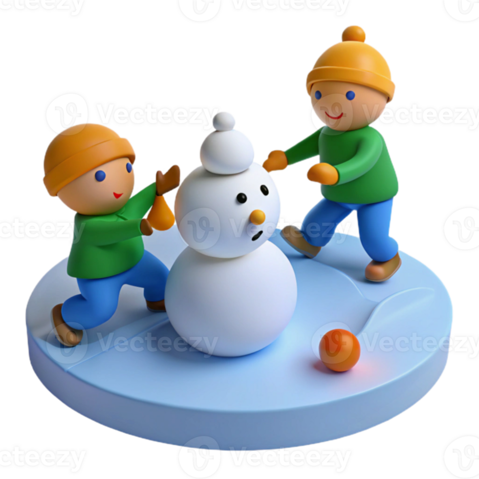 Kids Building Snowman png