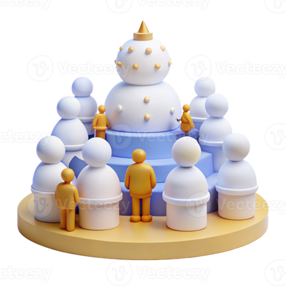 3D Rendered Snowman with Figures png