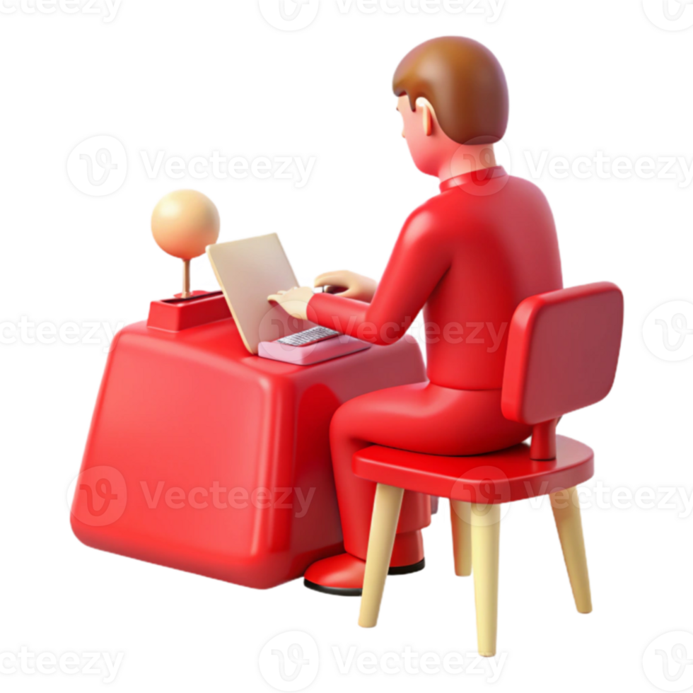 Man Working on Laptop png