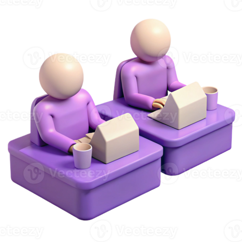 Two People Working at Computers png