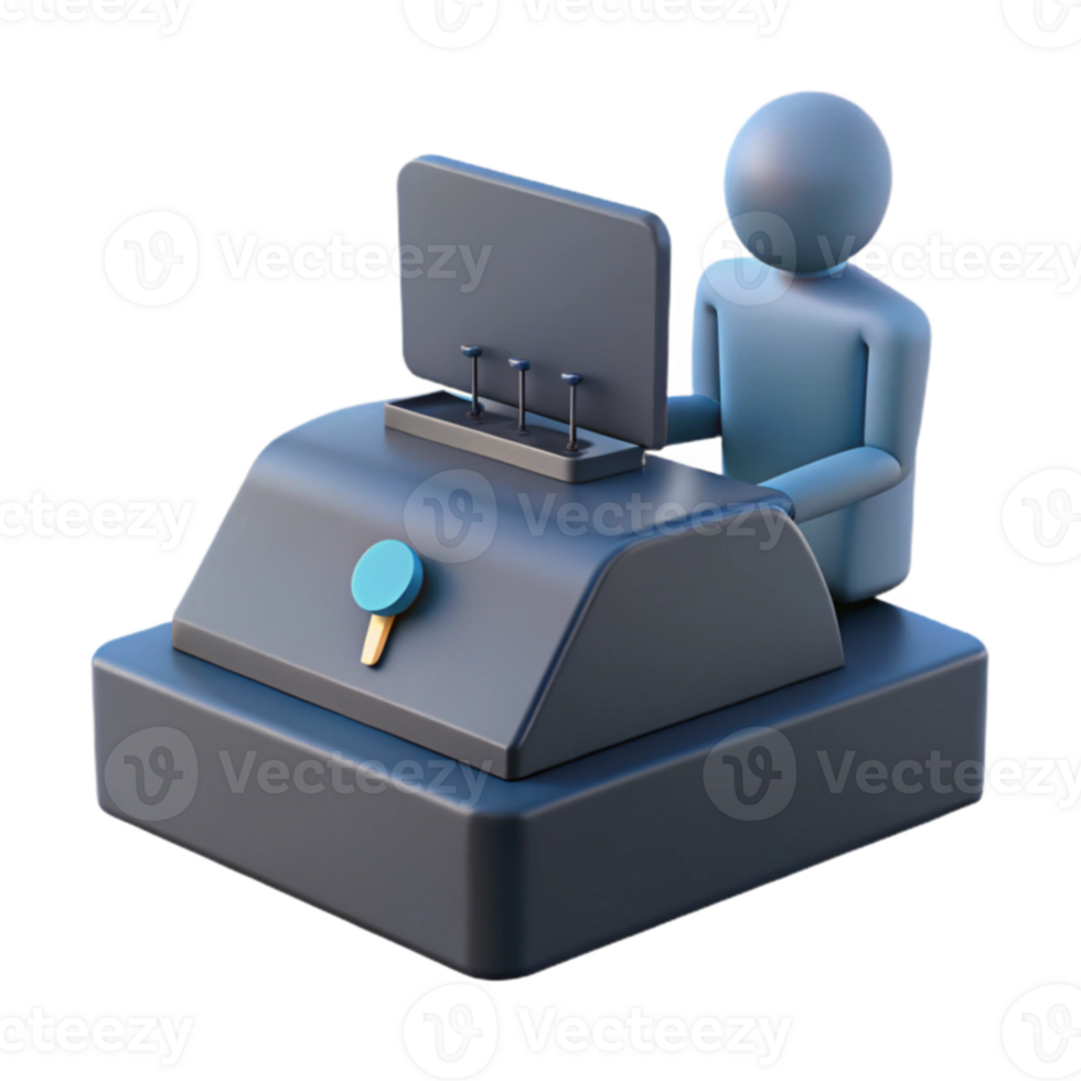 3D Render of a Desk Worker png