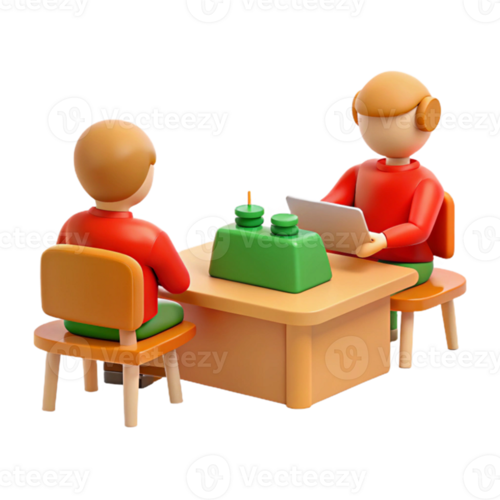 3D Render of Two People at a Table png