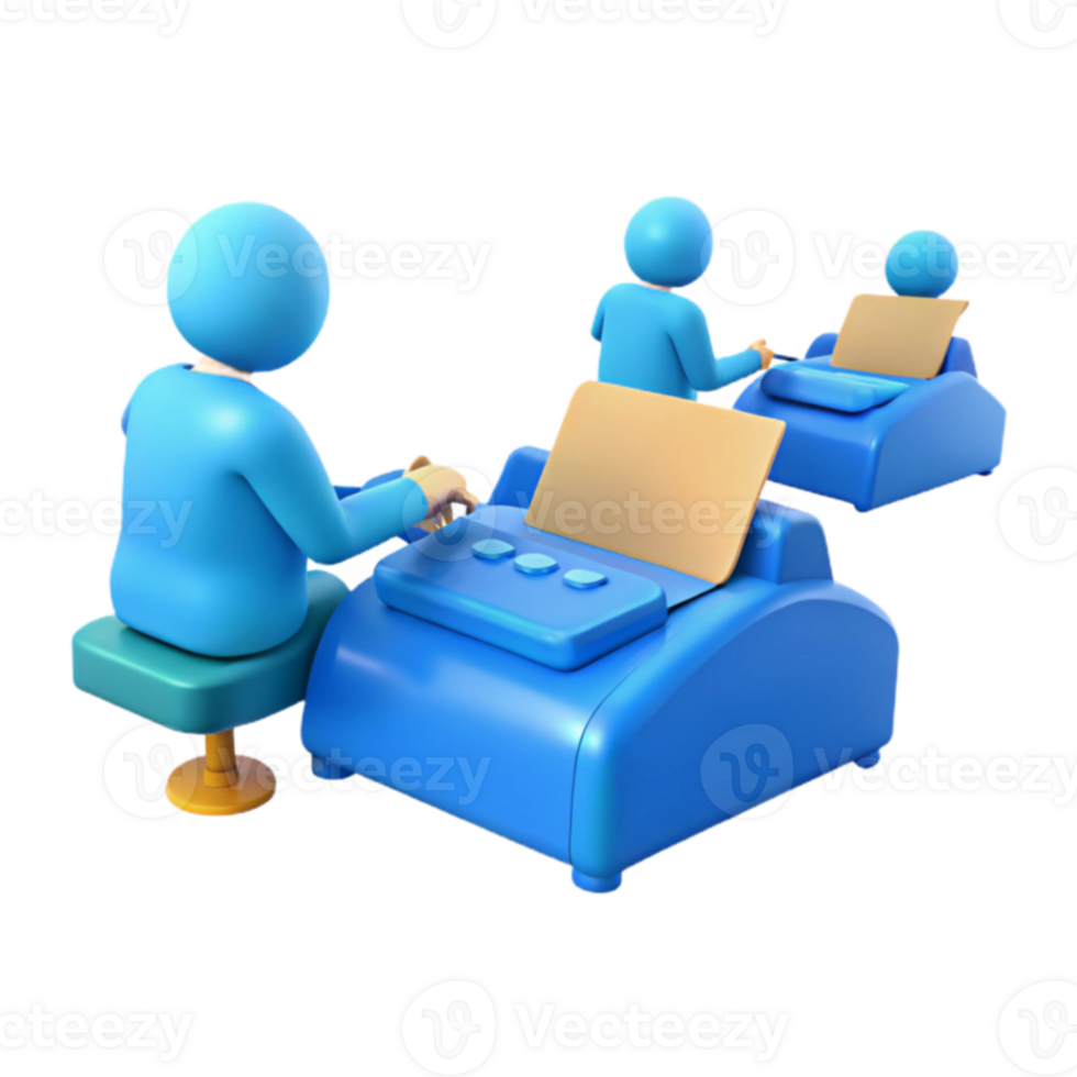 3D Characters Using Typewriter png