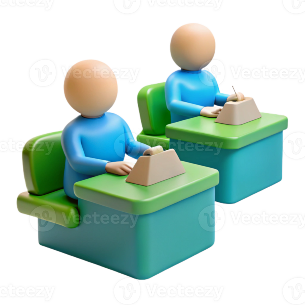 Two People Working at Desks png