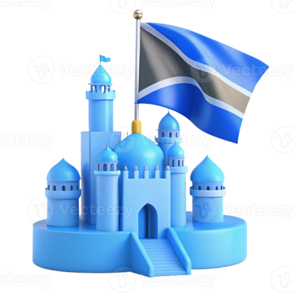 Blue Castle with Flag png