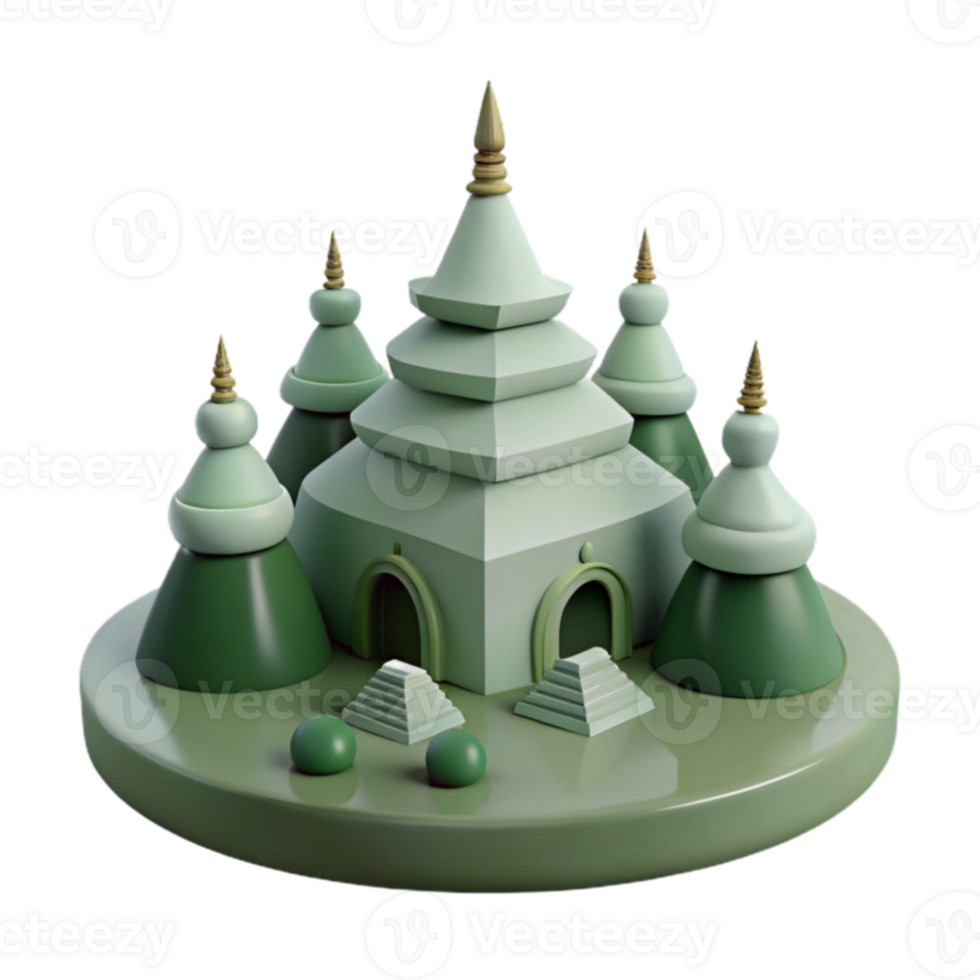 Green Pagoda with Trees png
