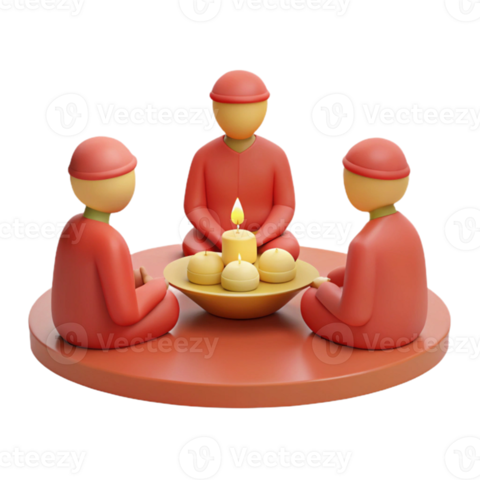 Three Figures Gathering Around Candles png