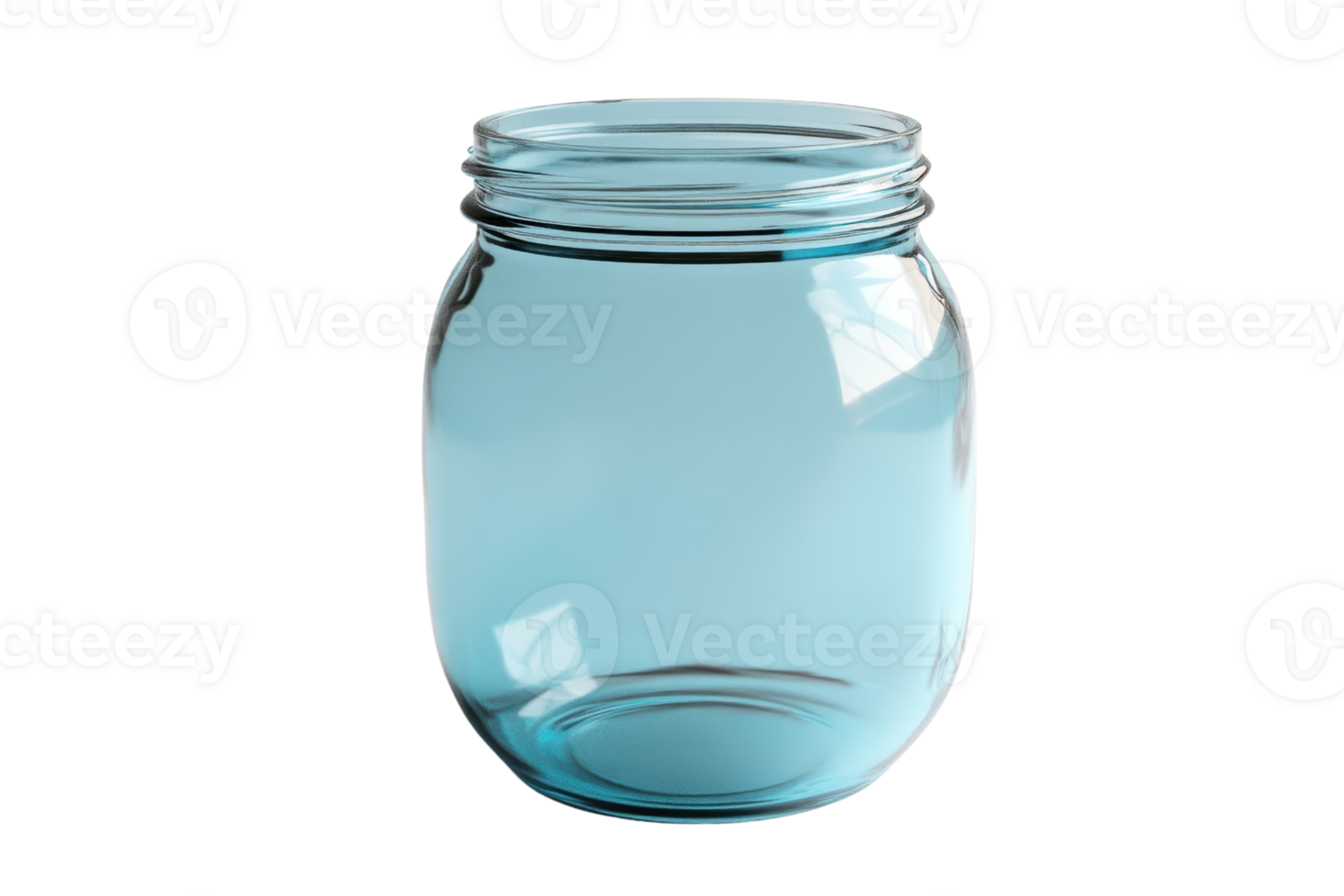 A clear, empty glass jar with a wide mouth, commonly used for storage or craft projects. Isolated on a transparent background. png
