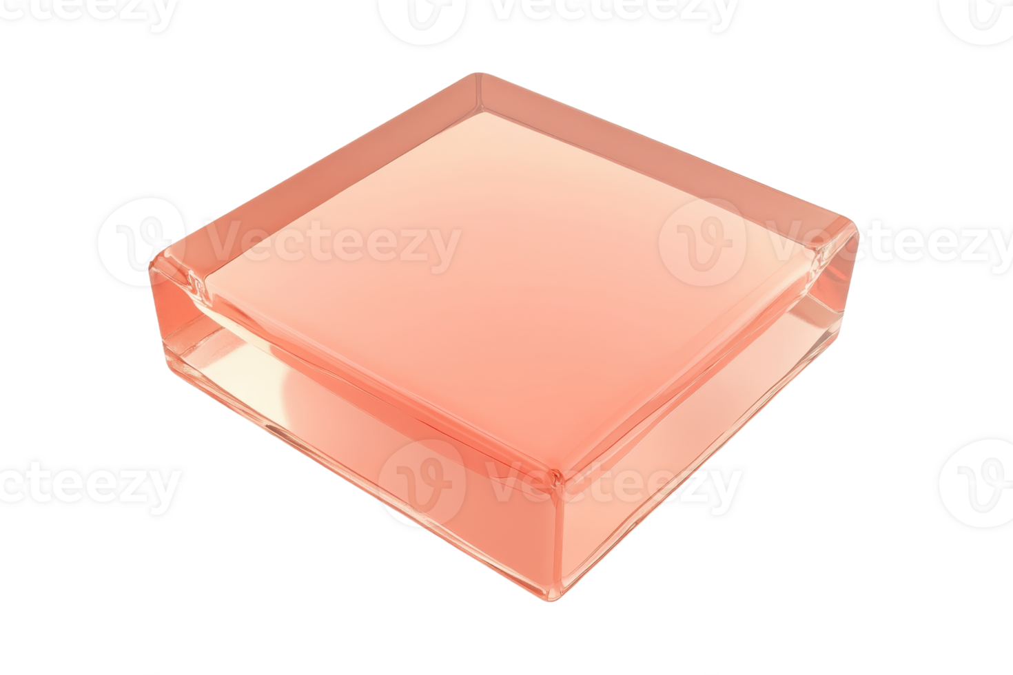 A transparent, glossy, pinkish-red square-shaped block with a clean surface, suitable for design, decoration, or user interface elements. png