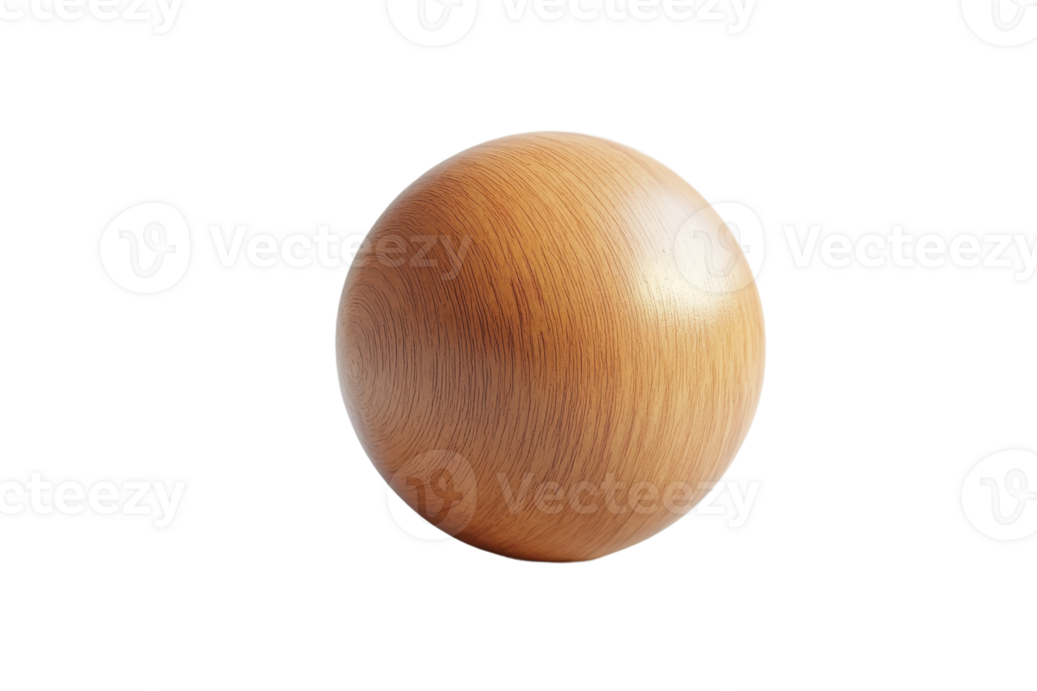 3D rendered image of a wooden sphere with a smooth texture, isolated on a transparent background. perfect for design and graphic projects. png