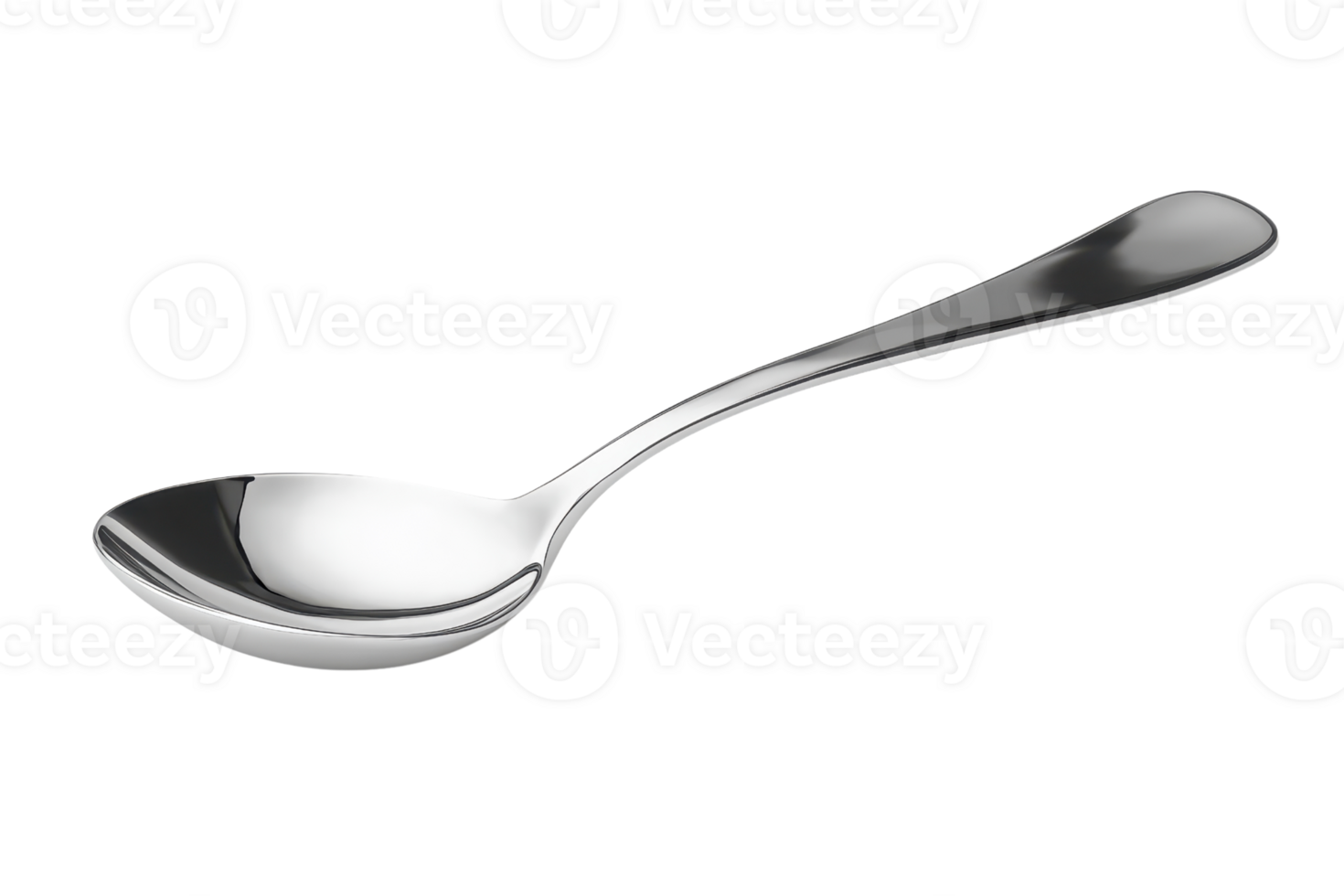 Elegant stainless steel spoon with a reflective surface, isolated on a transparent background. perfect for dining or kitchen-themed projects. png