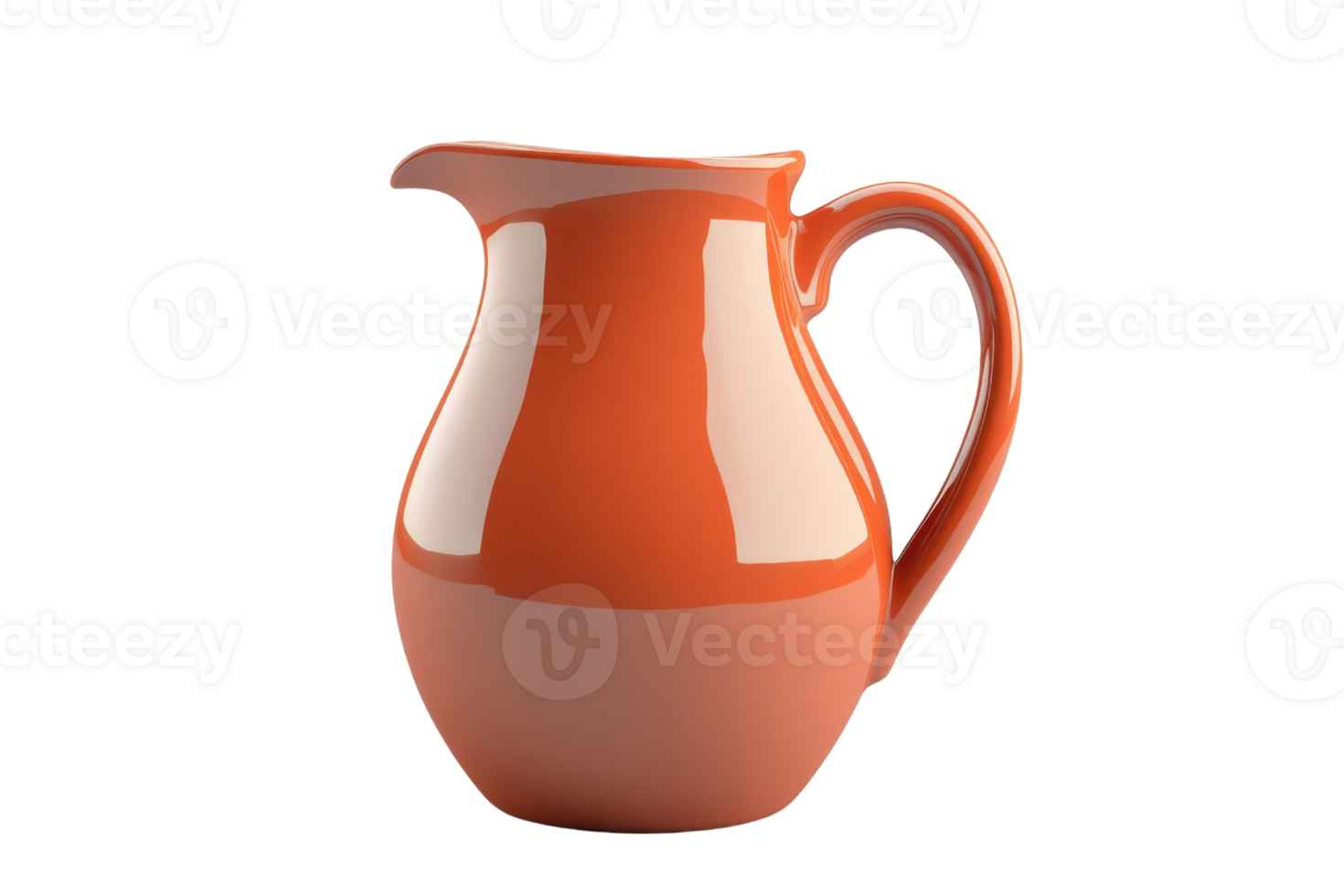 Bright orange ceramic jug with a handle on a transparent background. perfect for kitchen decor or serving beverages. png