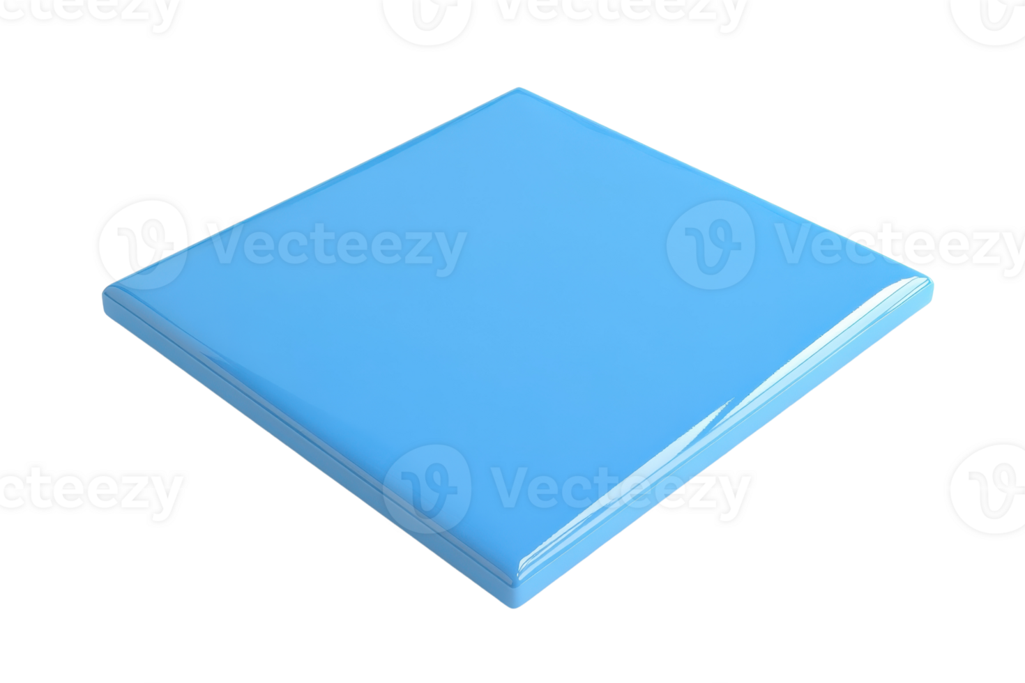 Blue glossy ceramic tile isolated on transparent background. perfect for home decor, flooring, and backsplash use in construction and renovation projects. png