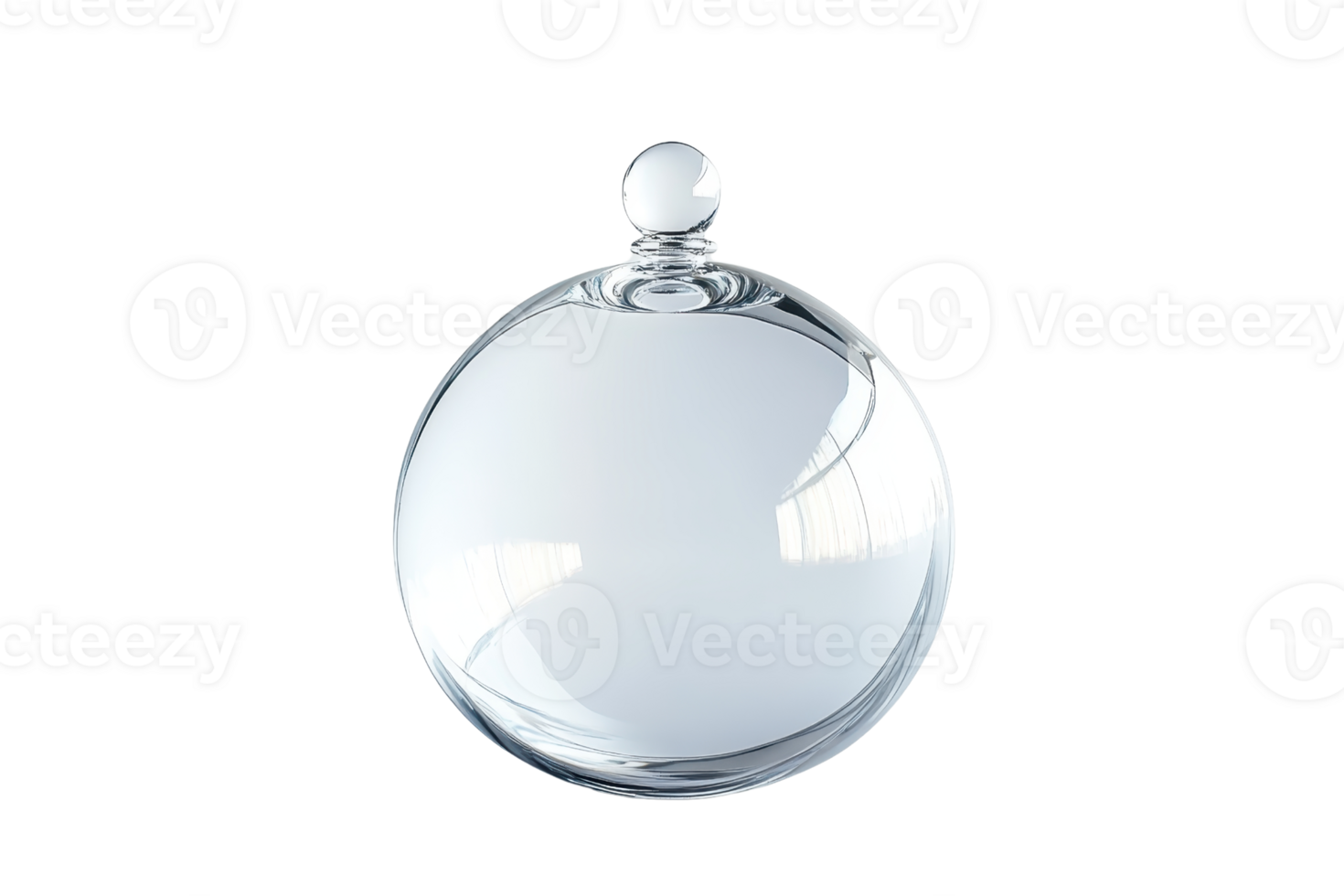 Clear glass ornament with a spherical design, ideal for holiday decoration, gifting, or craft projects. png