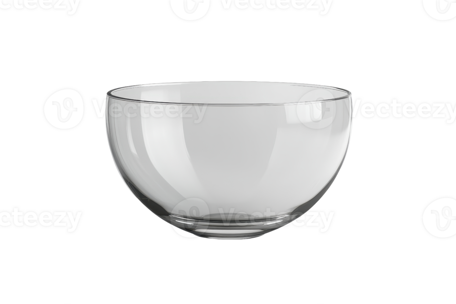 Clear glass bowl with a simple design, perfect for serving, decorating, or storing items in a modern and elegant style. png