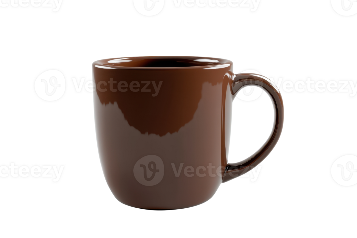 Close-up image of a brown ceramic coffee mug isolated on a transparent background. perfect for morning beverages or hot drinks. png