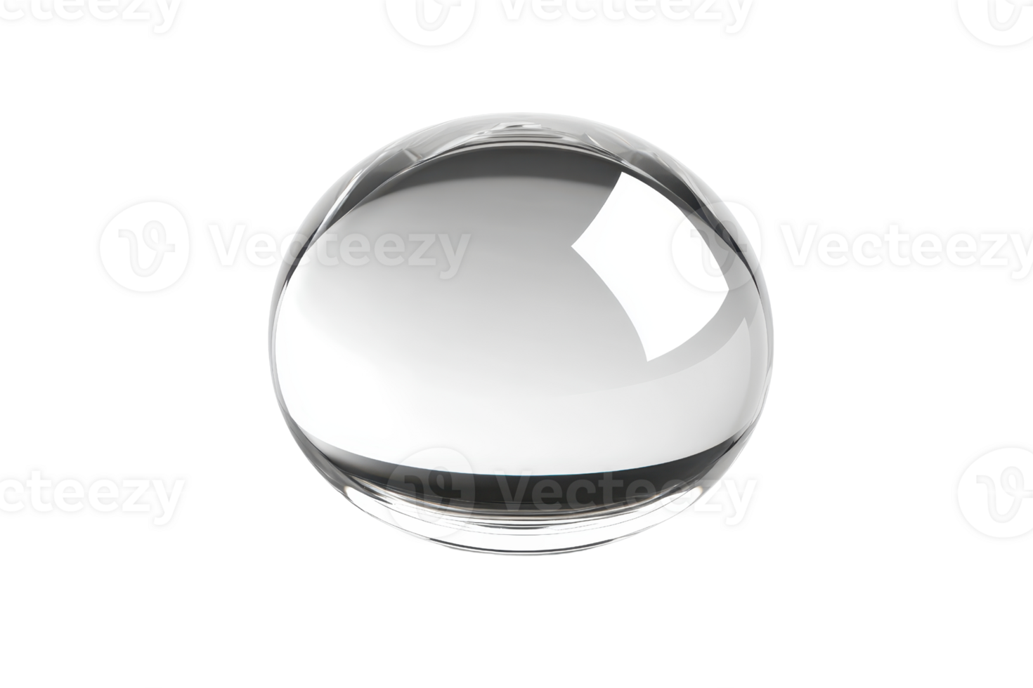 Clear water droplet with reflective surface isolated on transparent background. showcasing purity and simplicity in a minimalistic design. png