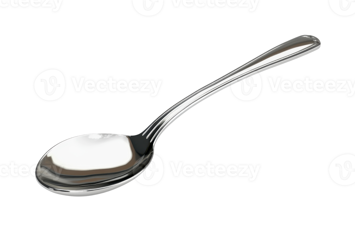 High-quality image of a shiny stainless steel spoon isolated on transparent background. Perfect for kitchen, dining, and utensil-related concepts. png