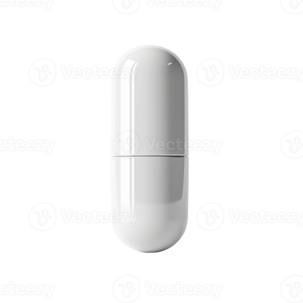 High-quality image of a single white capsule isolated on a transparent background. perfect for medical and pharmaceutical-themed projects. png