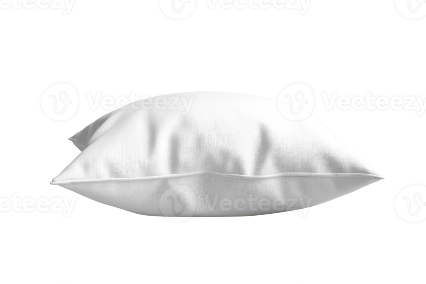 Close-up of a soft white pillow isolated on a transparent background. Perfect for sleep, relaxation, and home decor elements. png