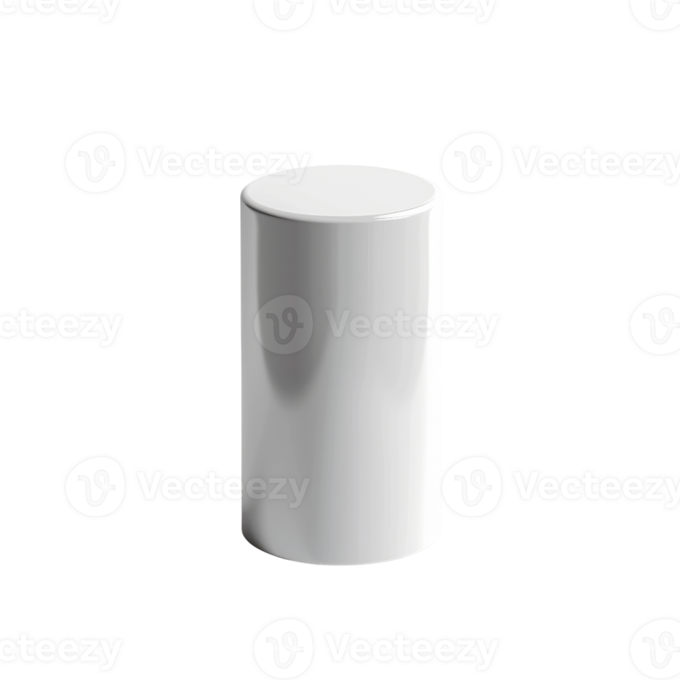 Minimalist white cylindrical object isolated on a clean background, perfect for contemporary design and product mockups. png
