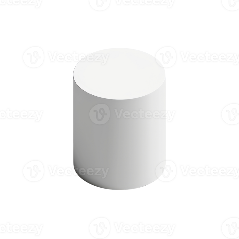 Minimalistic white cylindrical object isolated on transparent background. simple 3D shape for graphic design and presentation purposes. png