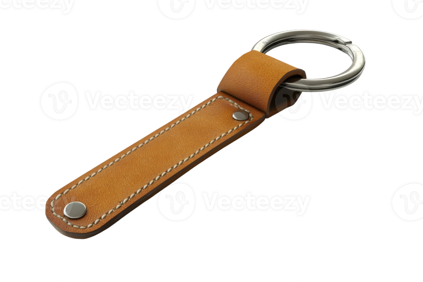 Elegant leather keychain with metal ring, ideal for organizing keys stylishly. Perfect accessory for personal use or gifting. png