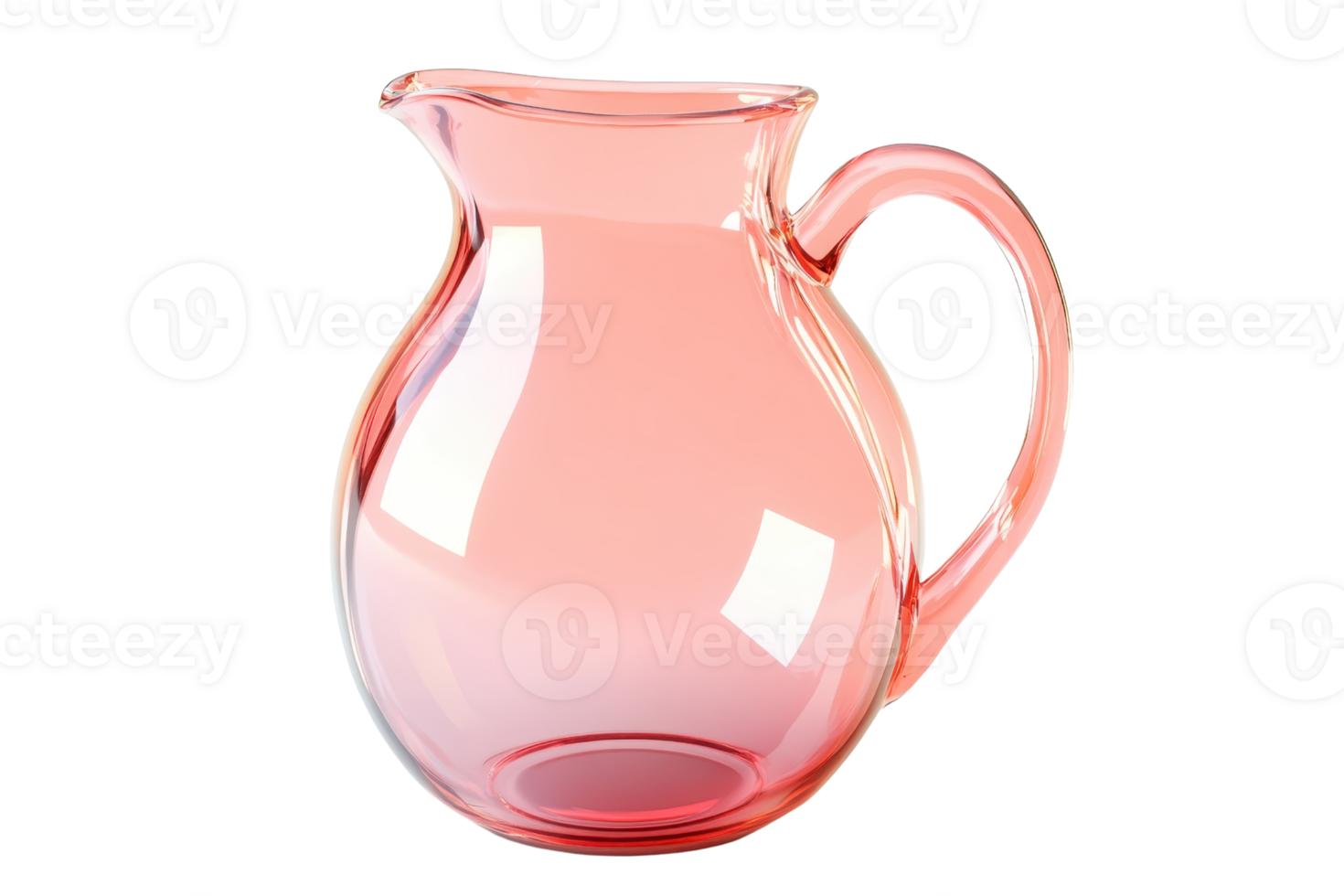 Elegant pink glass pitcher with a handle, perfect for serving beverages or as a decorative centerpiece in any setting. png