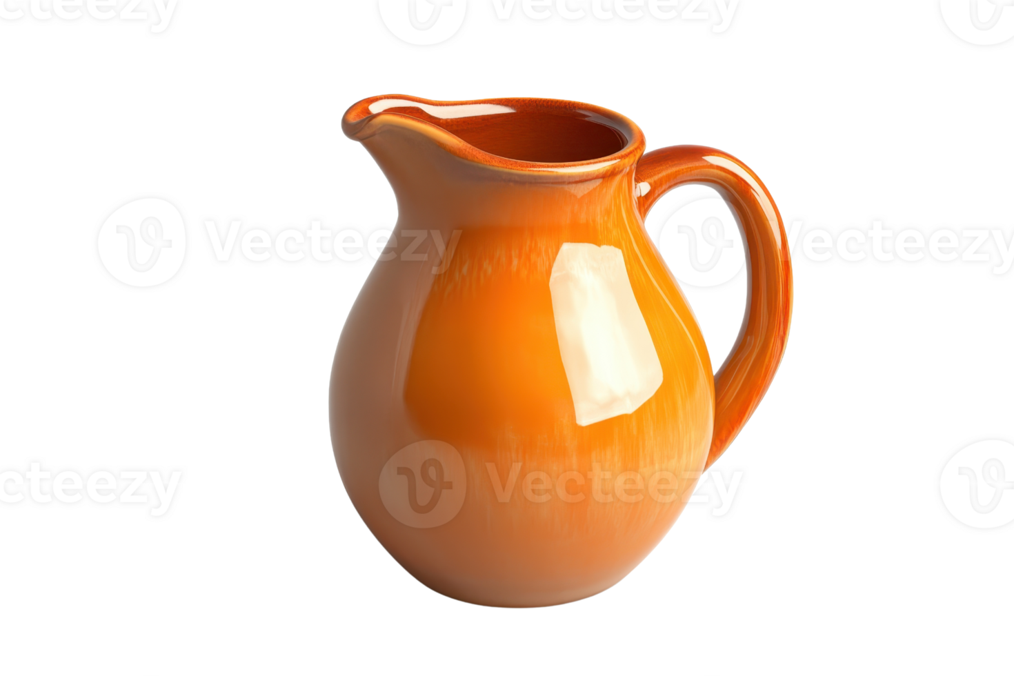 Elegant orange ceramic pitcher with smooth finish and handle, perfect for serving drinks or as a decorative kitchen item. png