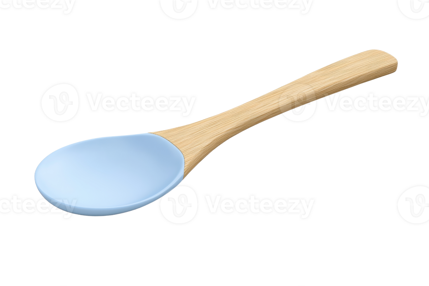 Elegant wooden spoon with a sleek blue silicone head, ideal for cooking and baking. Perfect kitchen utensil for everyday use. png
