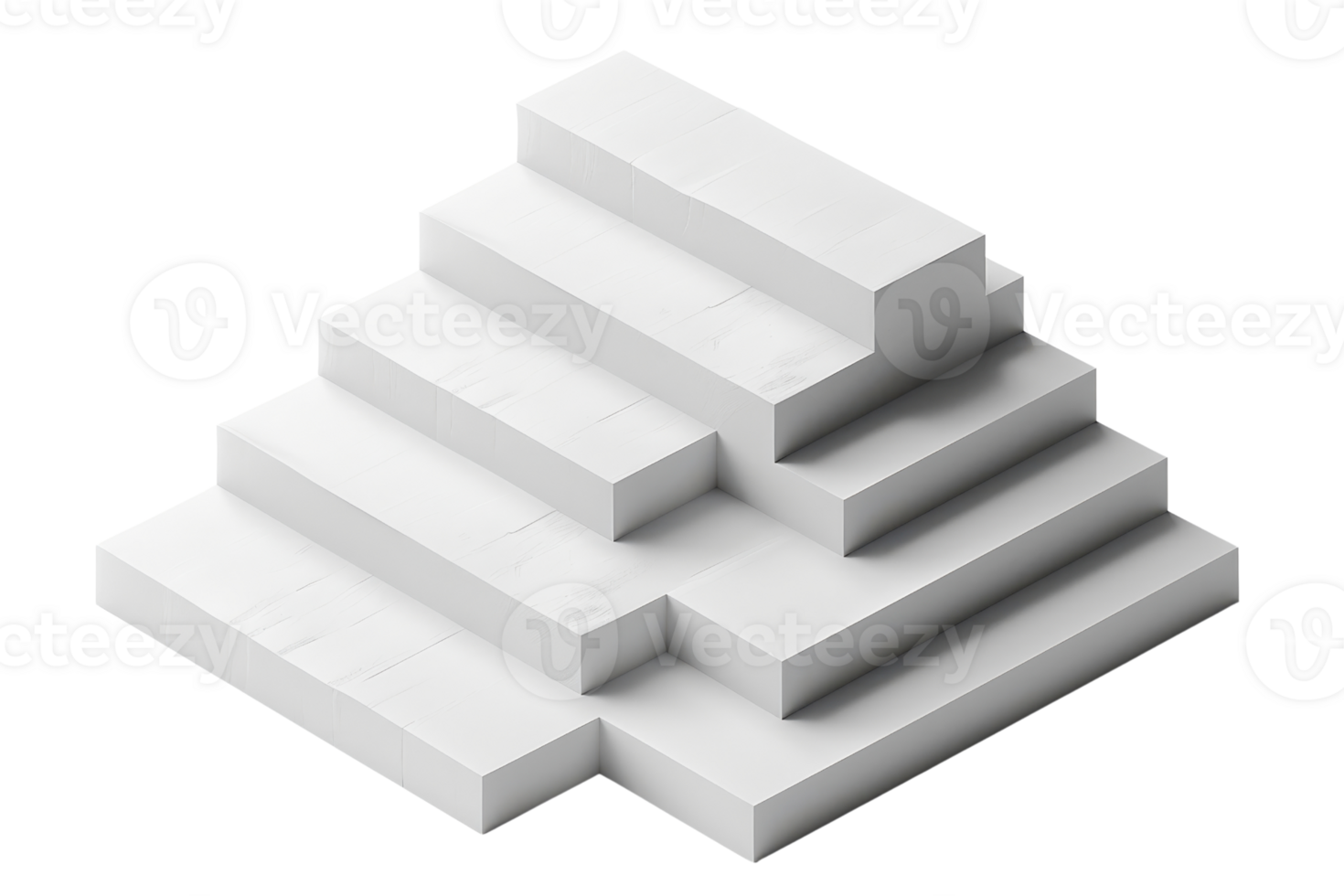 Geometric pyramid made of white steps. Modern minimalistic design concept. Suitable for architectural and design-related projects. png