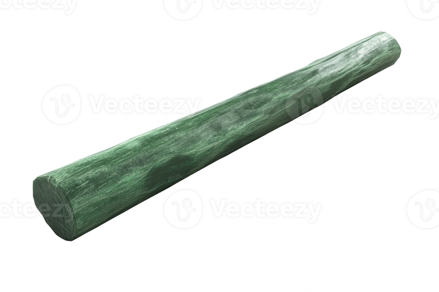 Green wooden log isolated on a transparent background. Timber material for construction or decoration projects. png