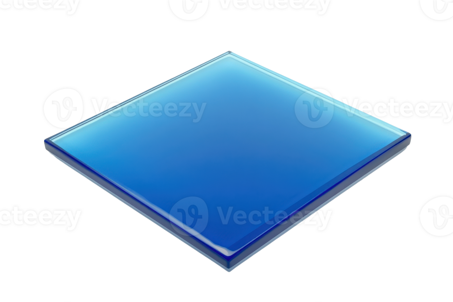Isolated image of a square, glossy blue tile on a transparent background. perfect for architectural design, decoration, and construction purposes. png