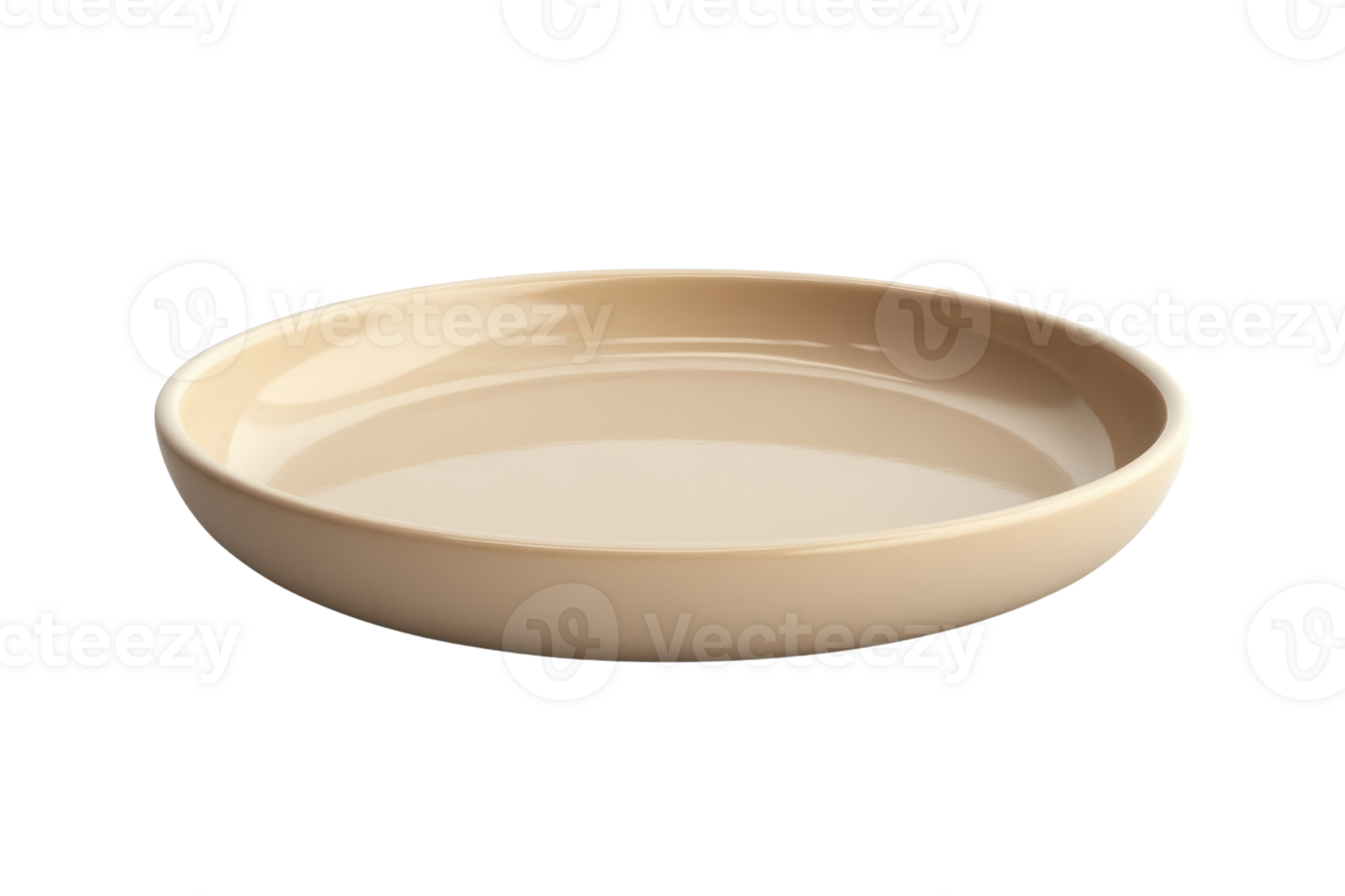 Minimalist beige ceramic plate on transparent background. perfect for modern table setting or culinary presentation. png