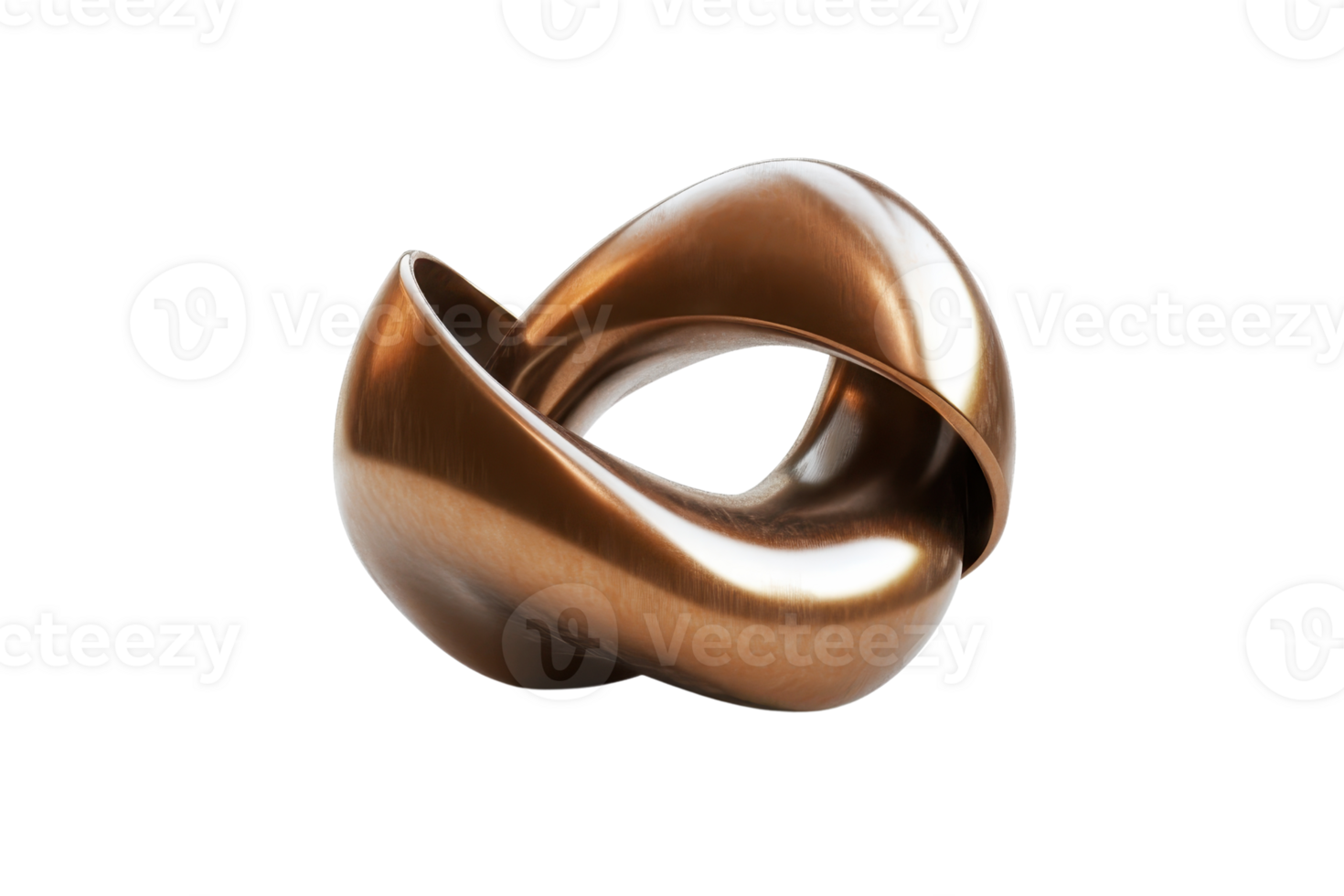 Intricate bronze abstract sculpture with smooth curves and polished finish, creating a sense of continuous flow and elegant modern design. png