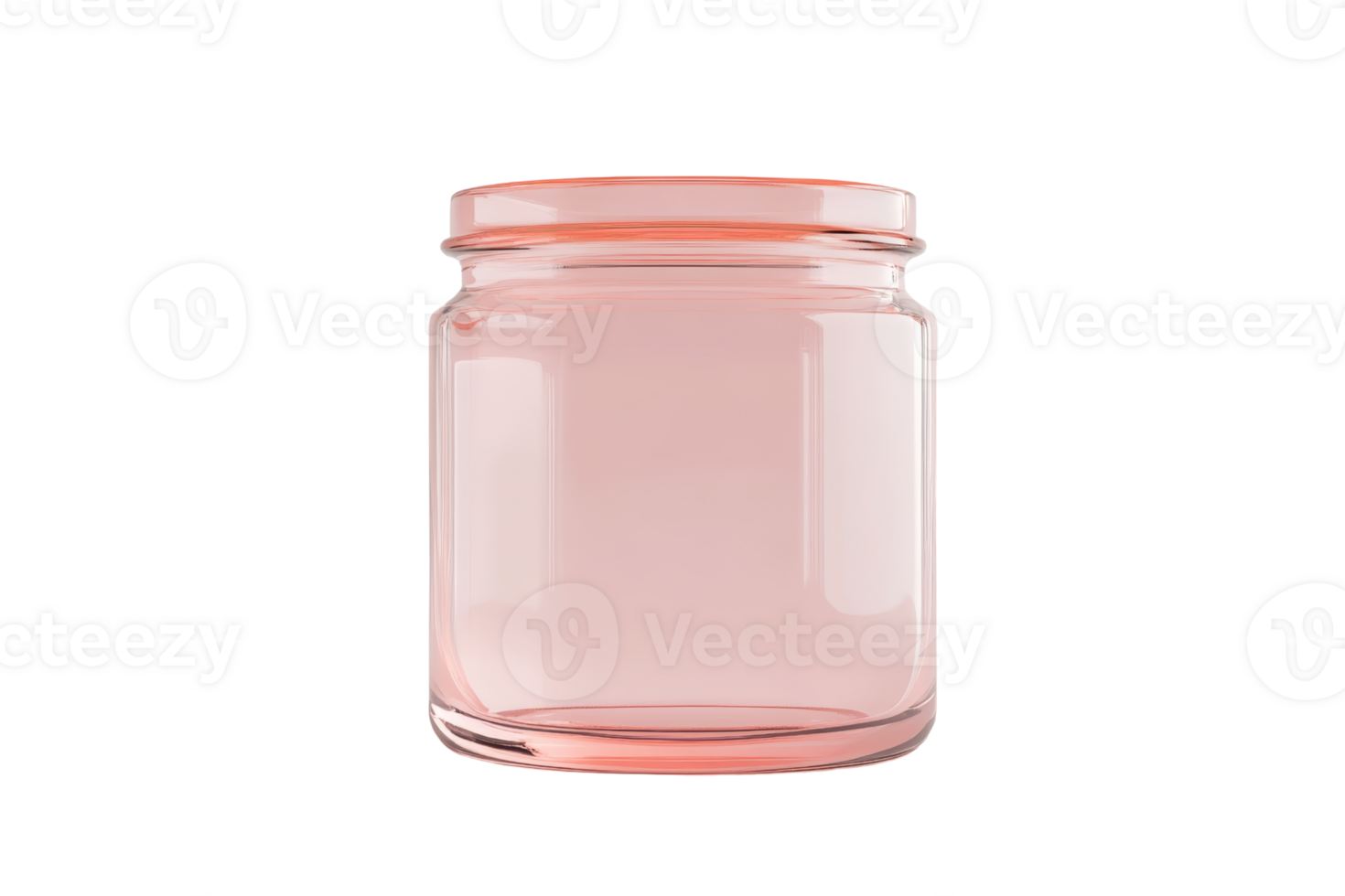 Minimalistic clear empty glass jar with pink tint, perfect for storage or decoration, isolated on transparent background. png