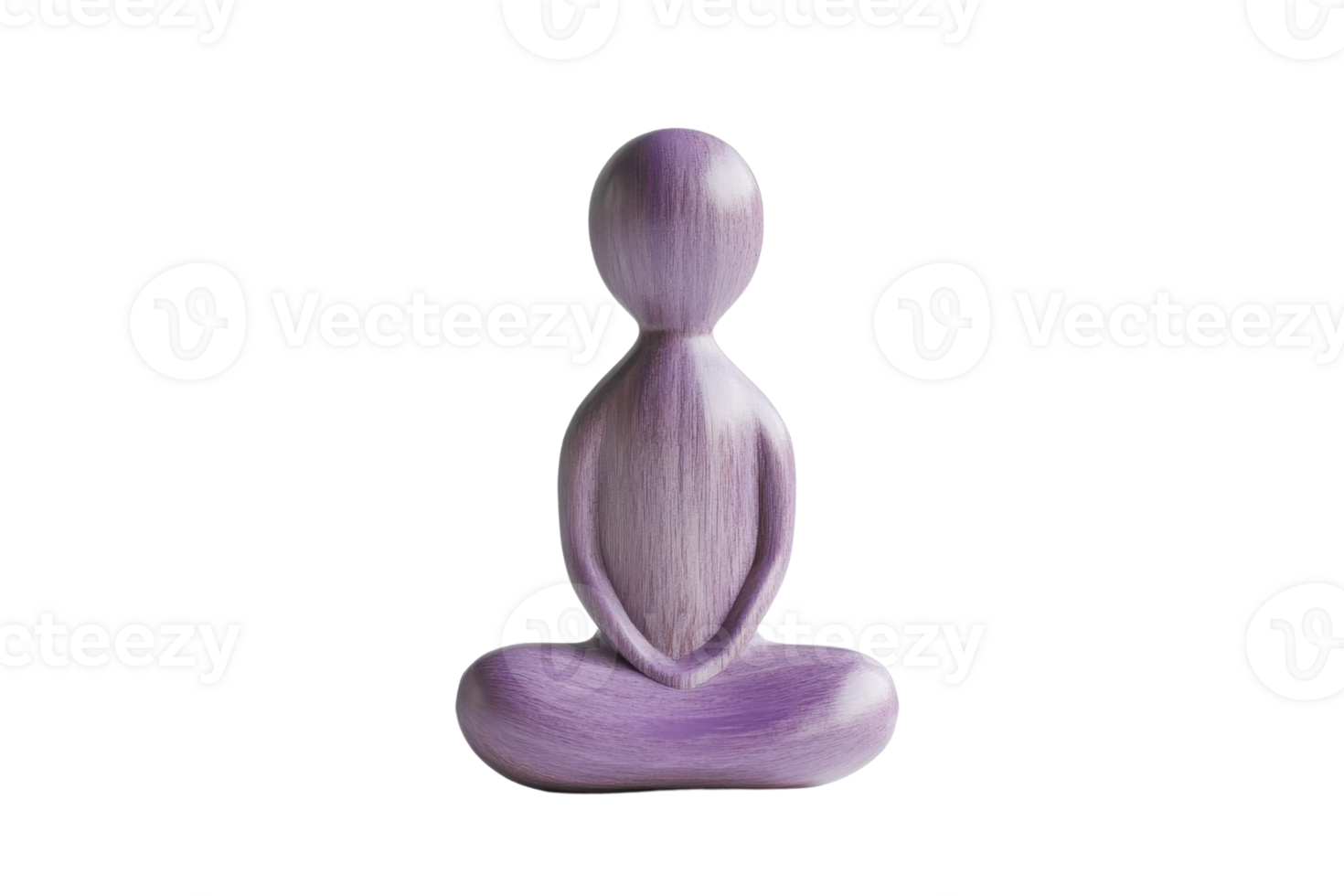 Purple abstract humanoid sitting in a meditative pose, isolated on transparent background. conveying peace and mindfulness. png