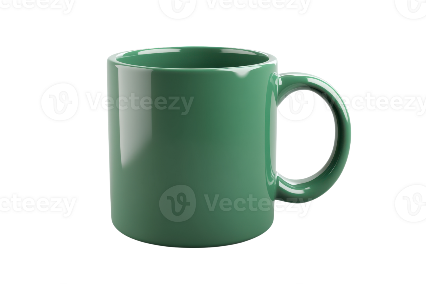 Simple green ceramic coffee mug isolated on transparent background. perfect for hot beverages like coffee or tea, minimalistic and classic design. png