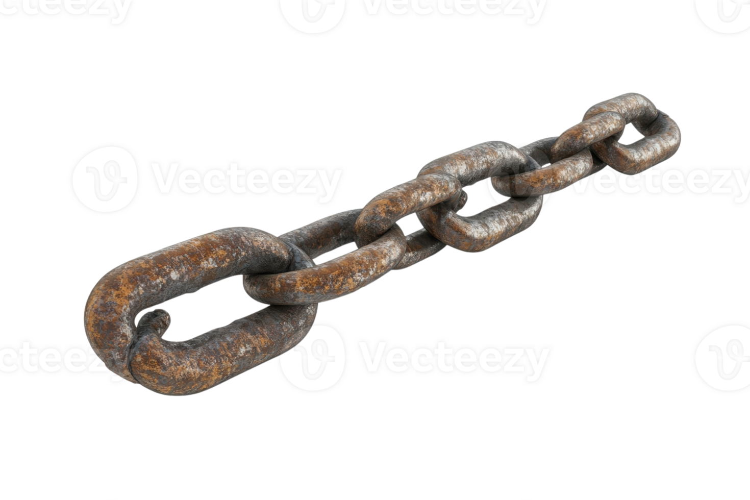 Rusty metal chain links isolated on a transparent background. illustrating strength, connection, and industrial themes. png