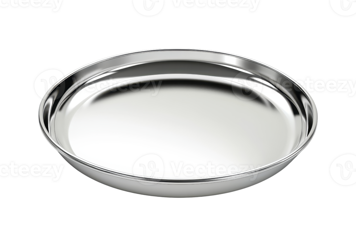 Shiny stainless steel plate on a transparent background. perfect for kitchenware and dining related uses. png