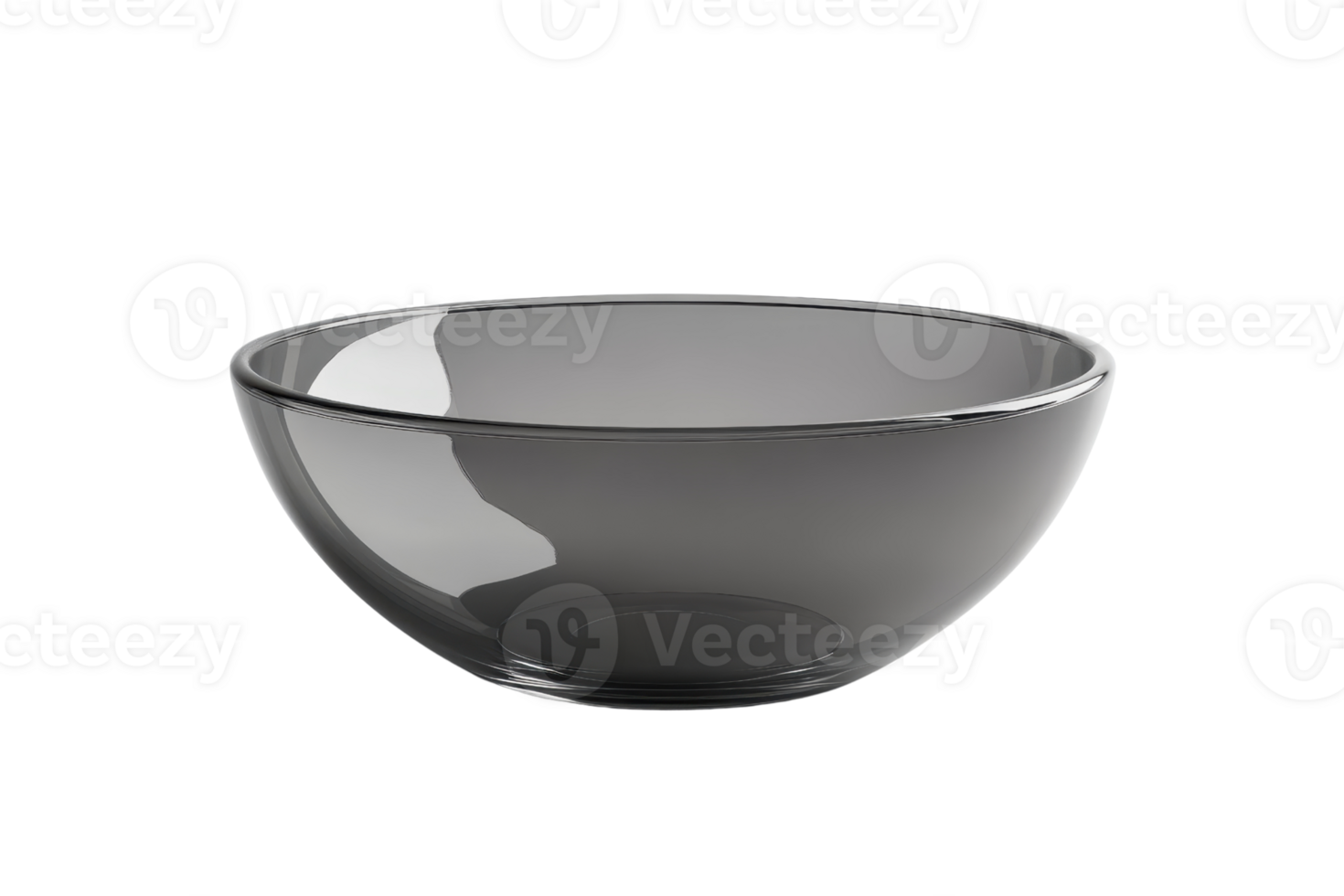 Transparent glass bowl with a sleek design, suitable for serving food or as a decorative item in modern and elegant settings. png
