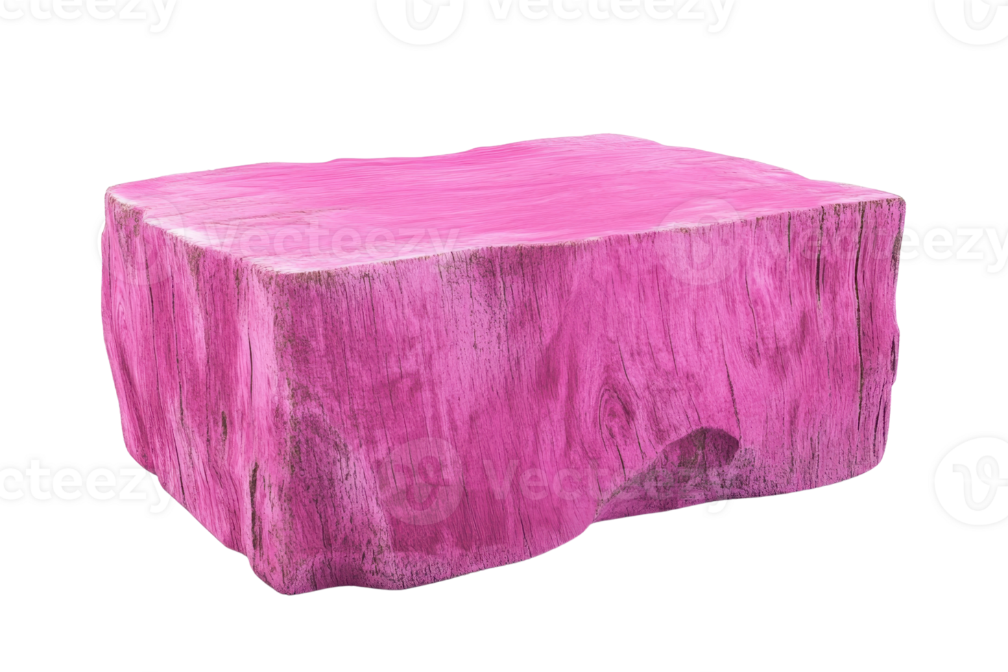A vibrant pink wooden block with a rough texture, isolated on a transparent background. Perfect for creative and artistic projects. png