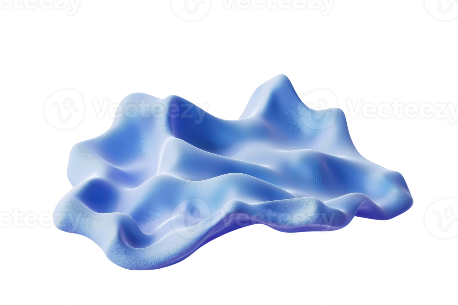 Abstract image of a crumpled blue fabric texture, showcasing the smooth and silky material in a wavy pattern. png