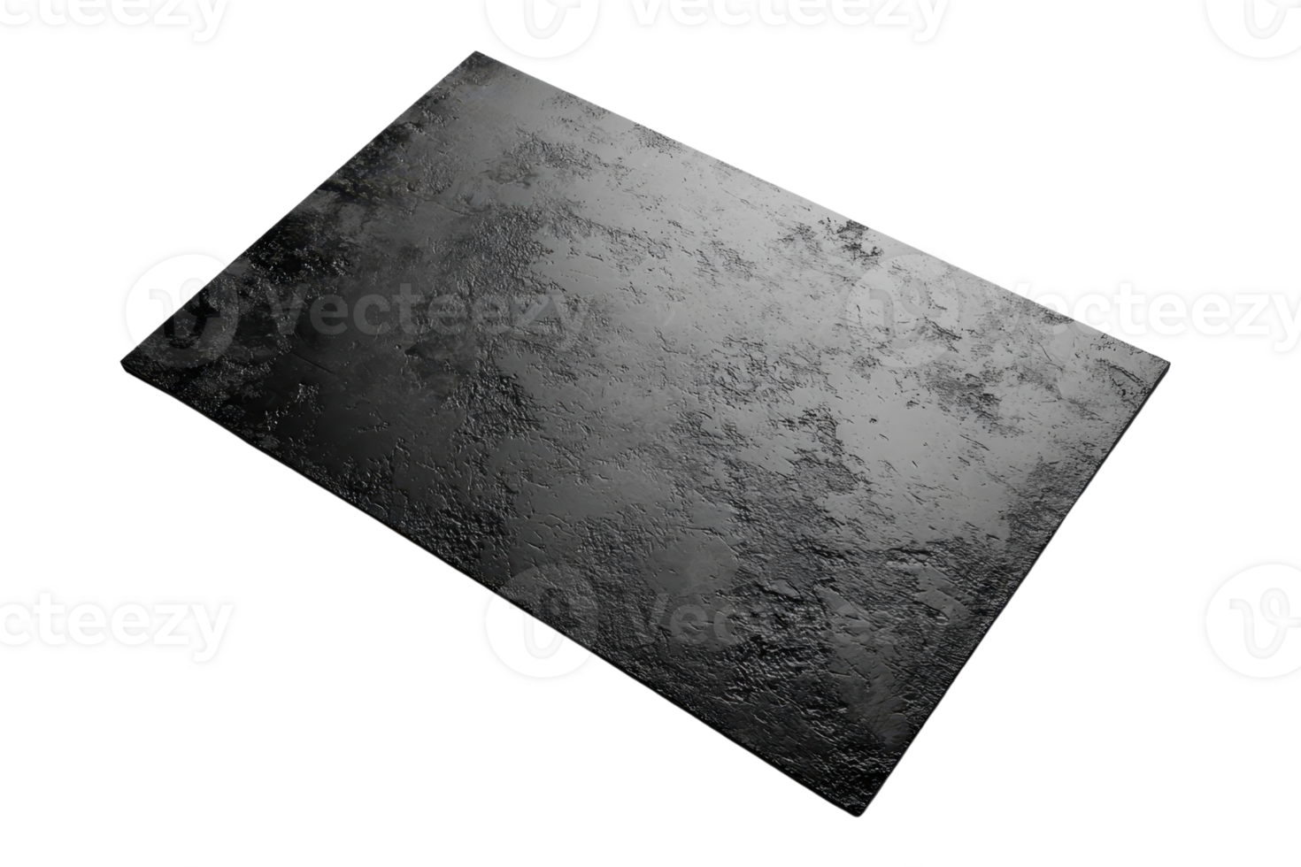 Black textured rectangular slate board suitable for serving food, background, or decor. High-quality image in various lighting. png