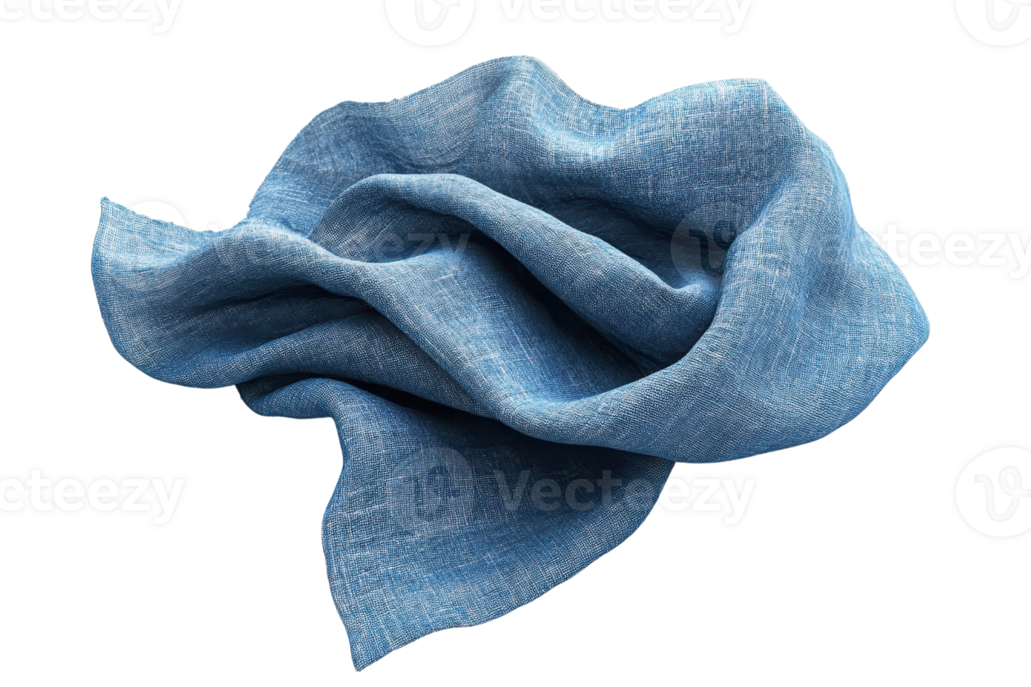Blue fabric cloth isolated on transparent background. Elegant, smooth texture, suitable for design and fashion elements. High-quality textile photo. png
