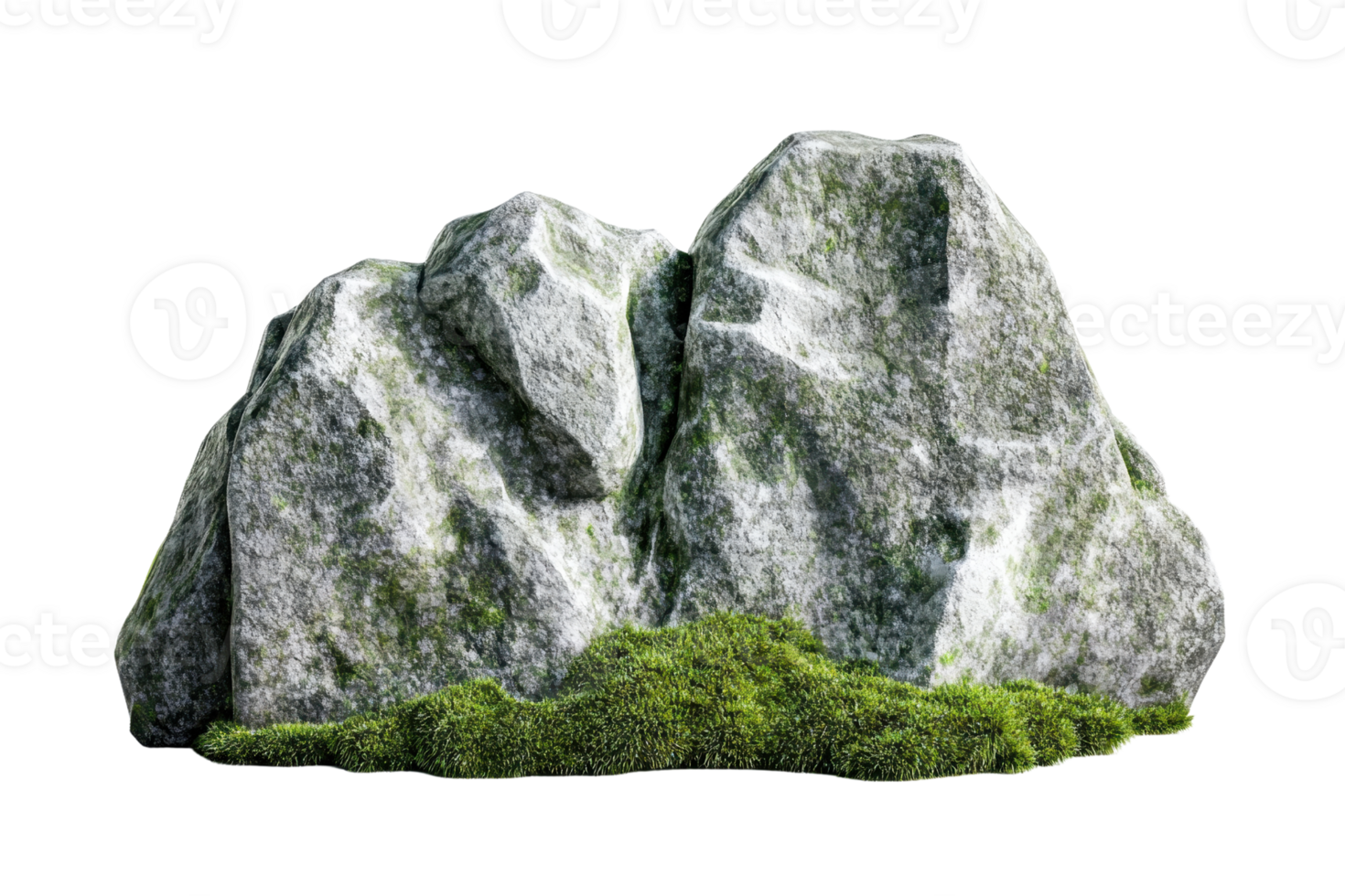 A close-up of a moss-covered rock formation with green lichen, providing a natural and textured background for outdoor scenes and nature themes. png